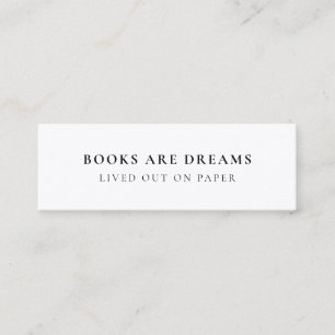Books are Dreams Minimalist Bookmark Card