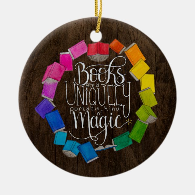 Books are Magic Ceramic Ornament (Front)