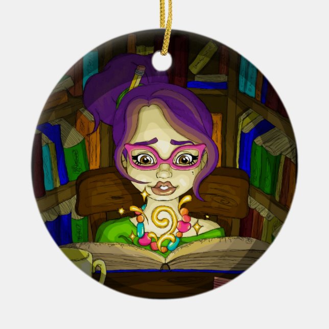 Books are magic ceramic ornament (Front)