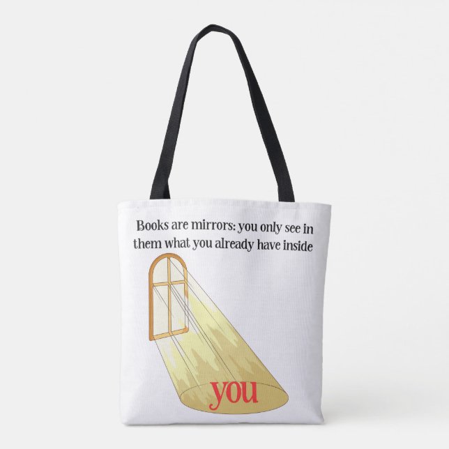 Books Are Mirrors Reader Quote Yellow Window Tote Bag (Back)