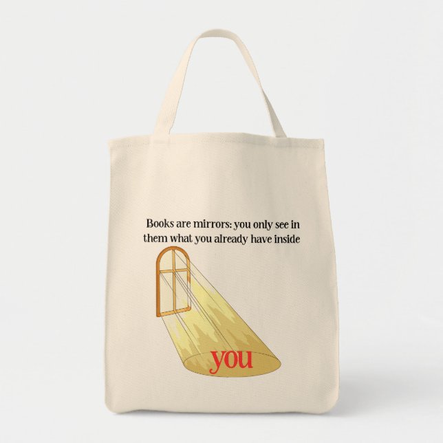 Books Are Mirrors Reader Quote Yellow Window Tote Bag (Front)