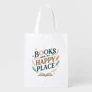 Books Are My Happy Place – Reusable Grocery Tote
