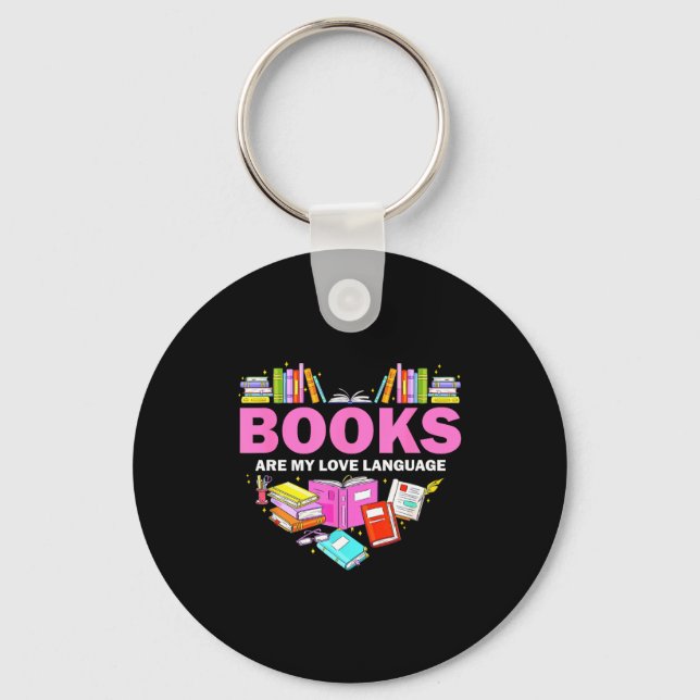 Books Are My Love Language Reading Lover Librarian Keychain (Front)