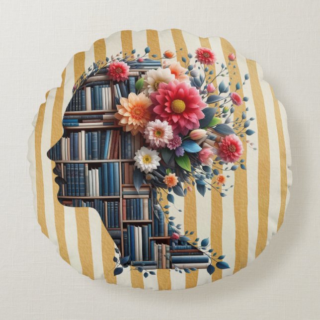 Books Are My Therapy for Bookish Round Pillow (Front)