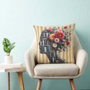 Books Are My Therapy for Bookish Throw Pillow
