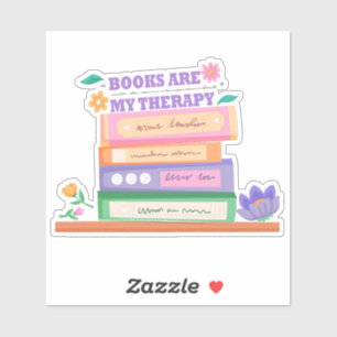 Books Are My Therapy: Funny Quote aesthetic design Sticker