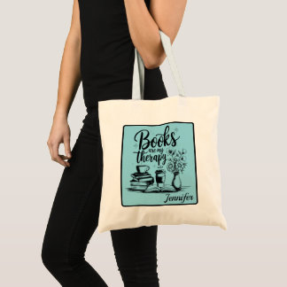 Books Are My Therapy | Personalized Book Lover Tote Bag