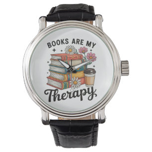 Books Are My Therapy Retro Floral Reading Lover Watch