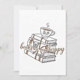 Books Are My Therapy Shirt Stack Of Books Coffee Thank You Card
