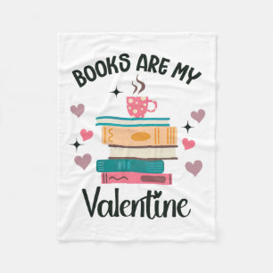 Books Are My Valentine's Day Librarian Bookworm Fleece Blanket