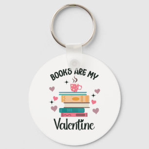 Books Are My Valentine's Day Librarian Bookworm  Keychain