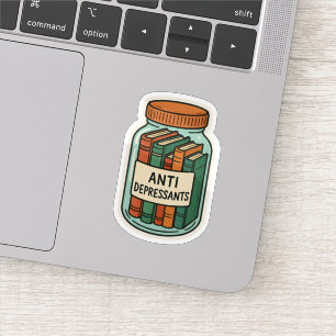 Books as Antidepressants Jar  Sticker