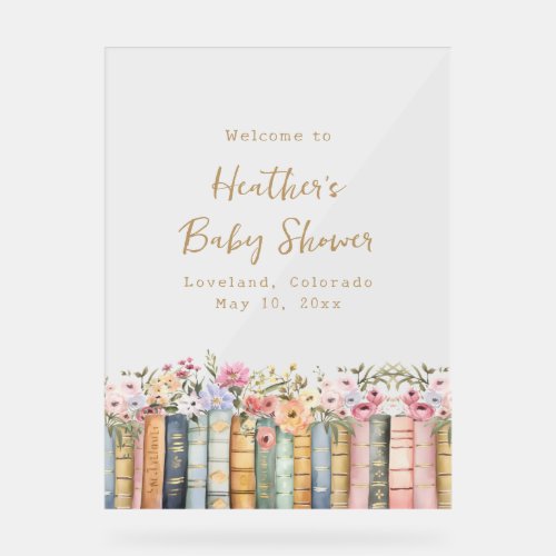 Books Baby Shower Acrylic Sign