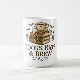 Books Bats Brew Vintage Ghost Reader Cozy Design Color Morph Mug