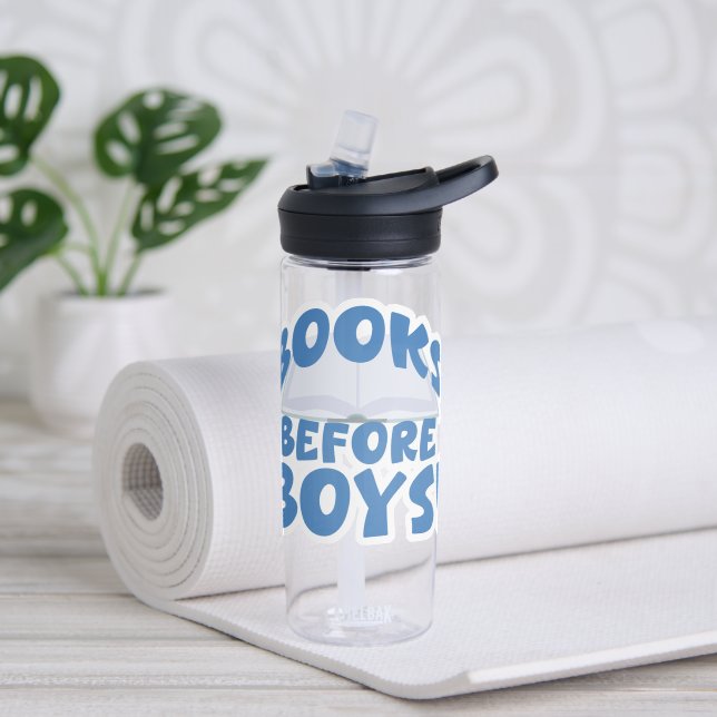Books Before Boys Cheeky Fun Reader Cartoon Water Bottle (Yoga)