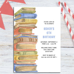 Books Birthday Party Invitation