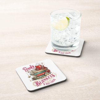 Books Blankets and Hot Cocoa  Beverage Coaster