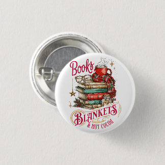 Books Blankets and Hot Cocoa  Button