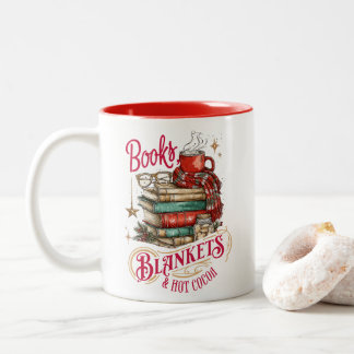 Books Blankets and Hot Cocoa Two-Tone Coffee Mug