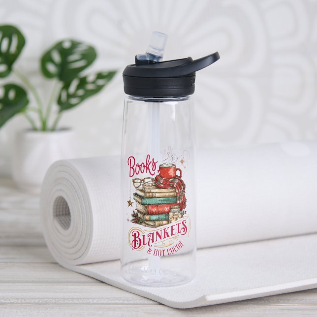 Books Blankets and Hot Cocoa  Water Bottle (Yoga (Rotated))