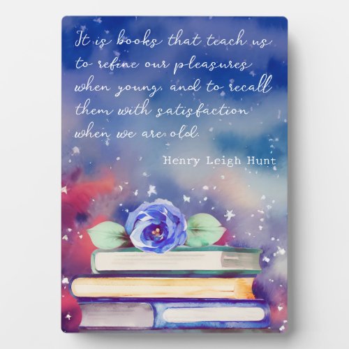 Books  Blue Flower Watercolor Script Custom Quote Plaque