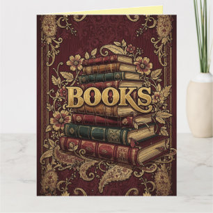 Books Book Lovers Writers Readers Bibliophiles Card
