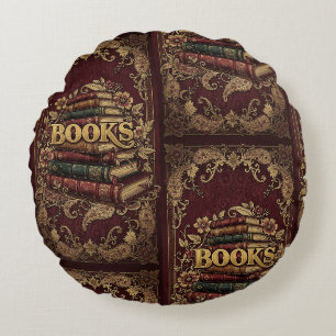 Books Book Lovers Writers Readers Bibliophiles Round Pillow