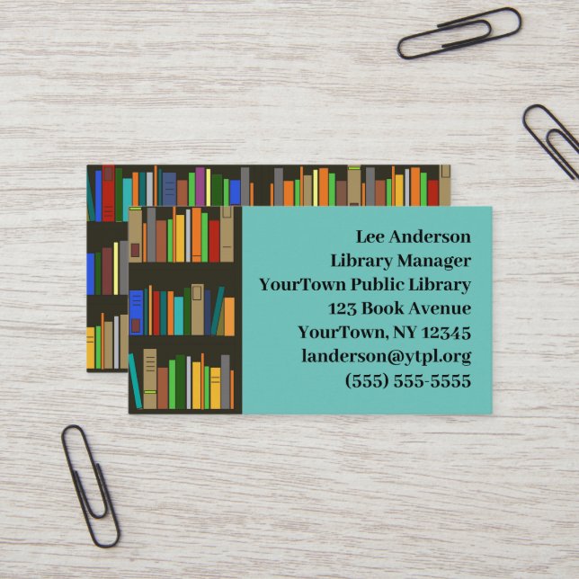 Books Bookshelves Design Business Card (Front/Back In Situ)
