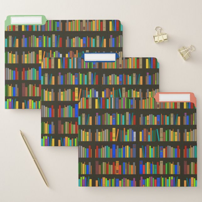 Books Bookshelves Design File Folders (Set)