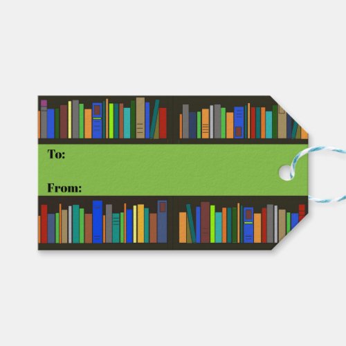 Books Bookshelves Design Gift Tag