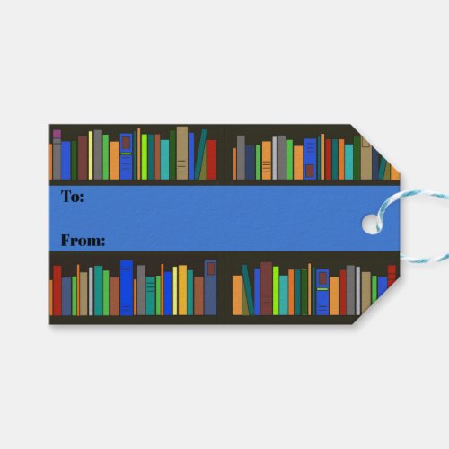 Books Bookshelves Design Gift Tag