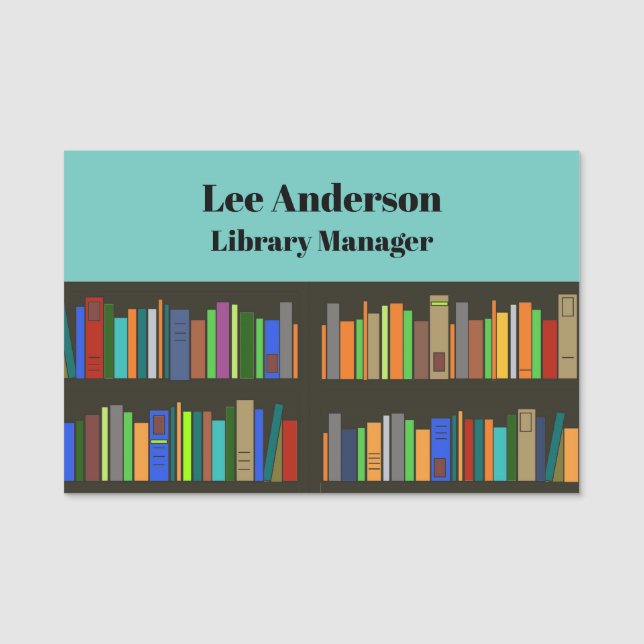 Books Bookshelves Design Name Tag (Front)