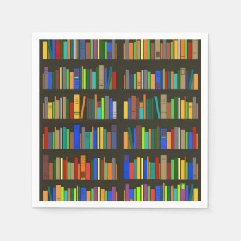Books Bookshelves Design Paper Napkin by SjasisDesignSpace at Zazzle