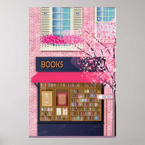 Books  Bookstore  Illustration Poster