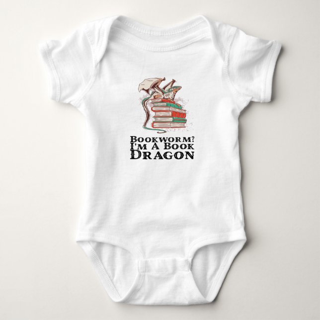 Books - Bookworm? I'm A Book Dragon Baby Bodysuit (Front)
