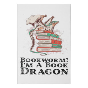 Books - Bookworm? I'm A Book Dragon Faux Canvas Print