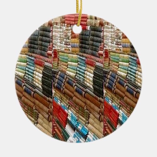 BOOKS Bookworm Library Read Learn Bookshelf GIFTS Ceramic Ornament