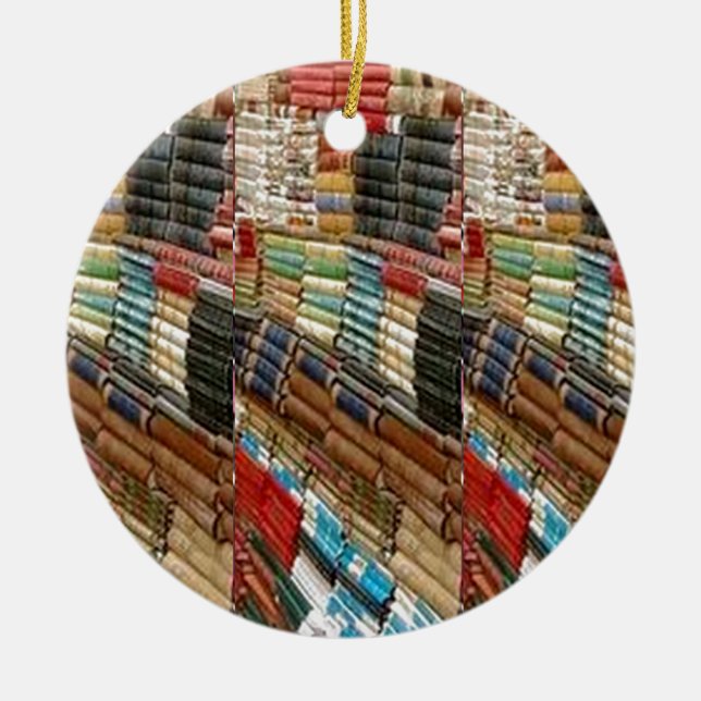 BOOKS Bookworm Library Read Learn Bookshelf GIFTS Ceramic Ornament (Front)