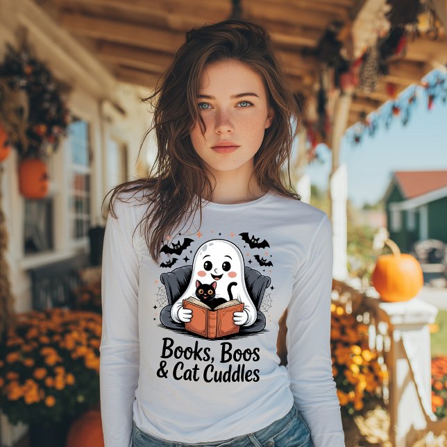 Books, Boos & Cat Cuddles Halloween Tri-Blend Shirt (Creator Uploaded)