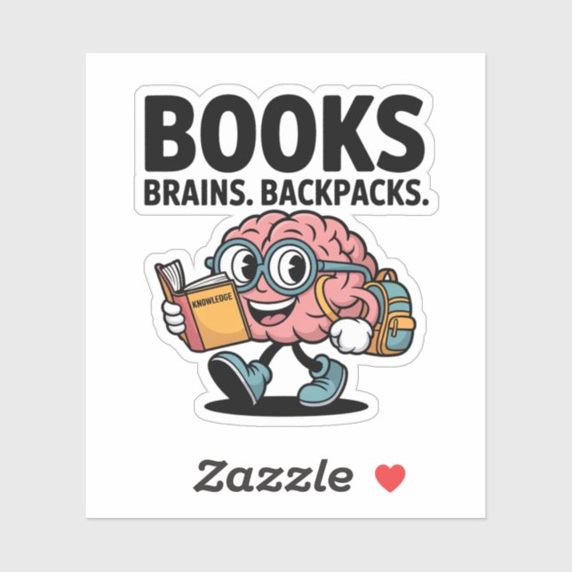 Books Brains Backpacks Cute School Brain Sticker (Sheet)