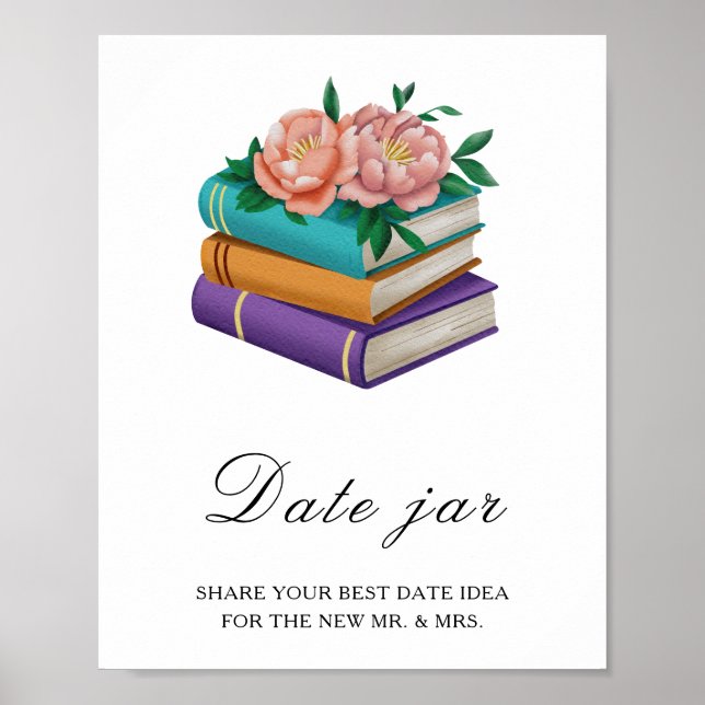 Books bridal shower - date night ideas poster (Front)