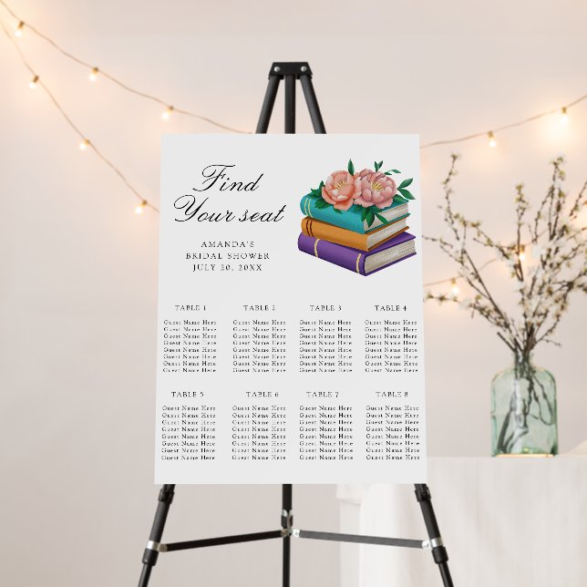 Books Bridal shower Wedding seating chart Foam Board (In Situ (Stand))
