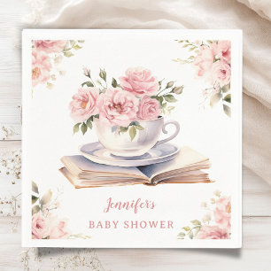 Books & Brunch Baby Shower Girl Tea Floral Pink Napkins