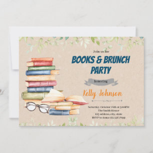 Books brunch shower party invitation