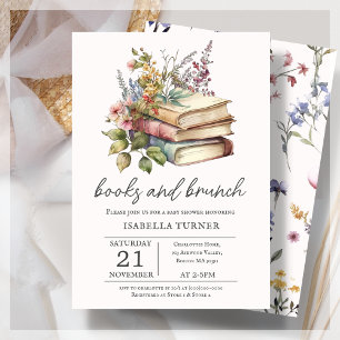 Books & Brunch Wildflower Baby Shower Invitation