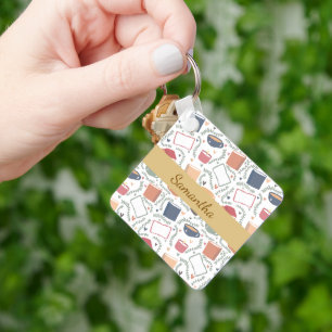 Books, Candles And Tea Keychain