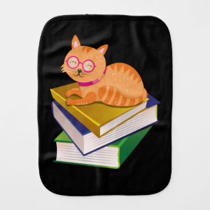 Books - Cat and Books Book Lover Gift Baby Burp Cloth