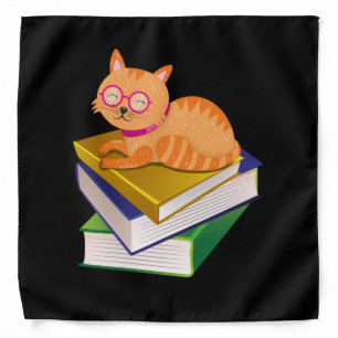 Books - Cat and Books Book Lover Gift Bandana