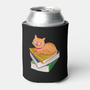 Books - Cat and Books Book Lover Gift Can Cooler