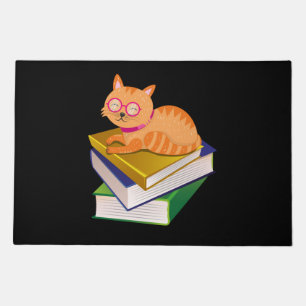 Books - Cat and Books Book Lover Gift Doormat